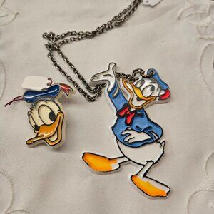 vintage DISNEY DONALD DUCK jewelry lot necklace brooch pin
